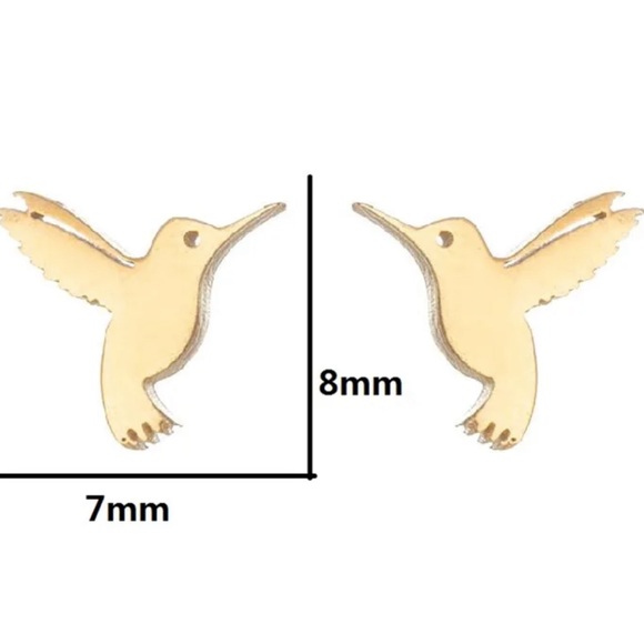 SILVER - Hummingbird ♡Stainless Steel Stud Earrings - Picture 6 of 6
